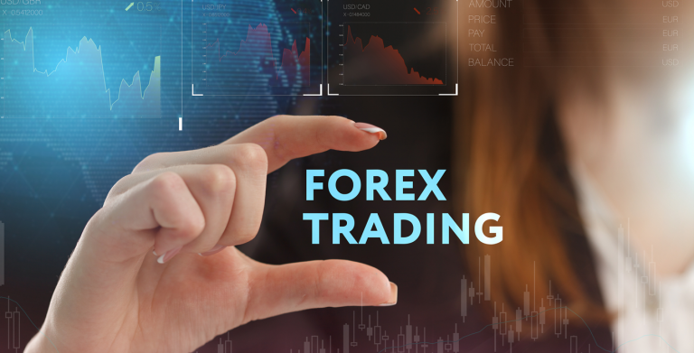 forex trading sign between woman's fingers