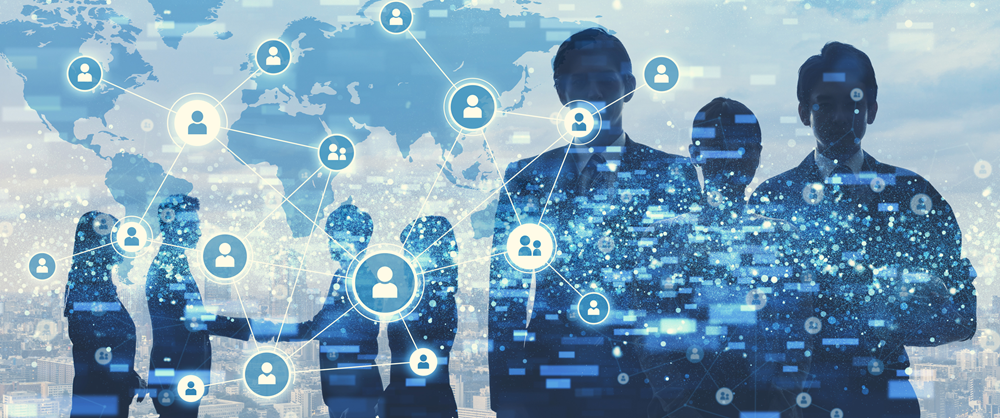 people figures in front of the map